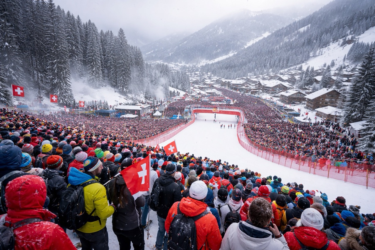 Zuschauer Skirennen frierend